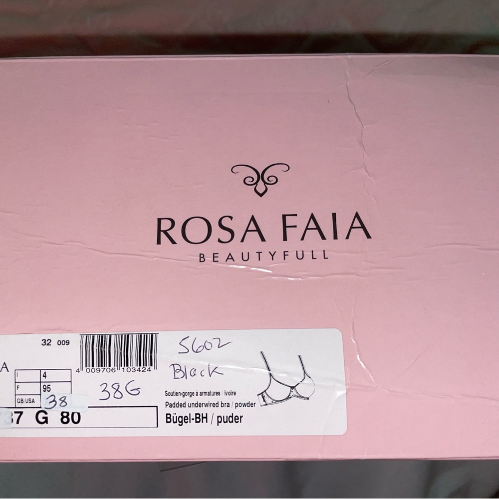 NIB Daytona Anita Rosa Faia Kelly 5602.737 38G Underwire Bra Black